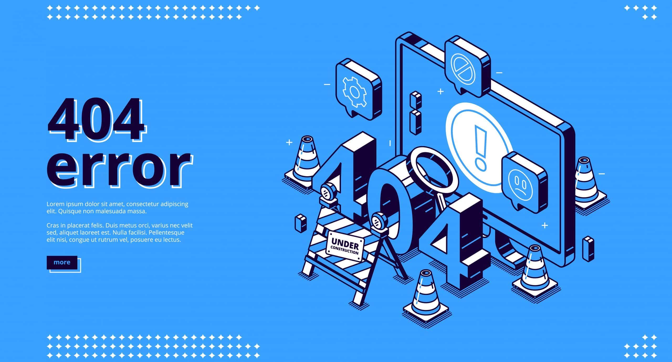 404 error isometric landing banner
